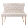 Button Pattern Dining Chair, Upholstered Living Room Chair, Chair with Oak Legs, Modern Leisure Bench, Double Chair, Beige