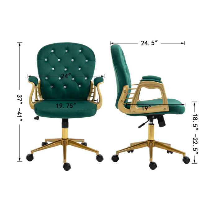 Velvet Home Office Chair - Image 2