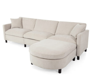 Sectional Sofa Couch With 1 Ottoman,Seat Cushion and Back Cushion Removable