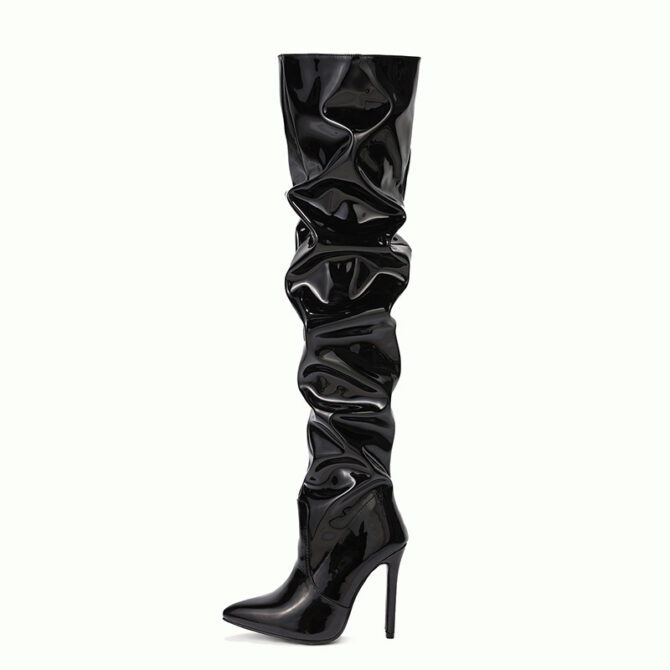 Leather Stiletto High Heel Boots - Image 2