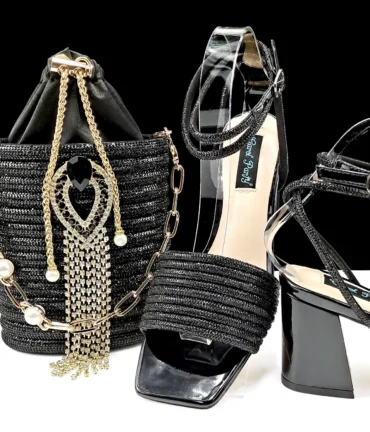 Women Shoes Bags Two Piece Sets Tassel Decorative Ankle Strap Simple Elegant Cocktail Or Daily