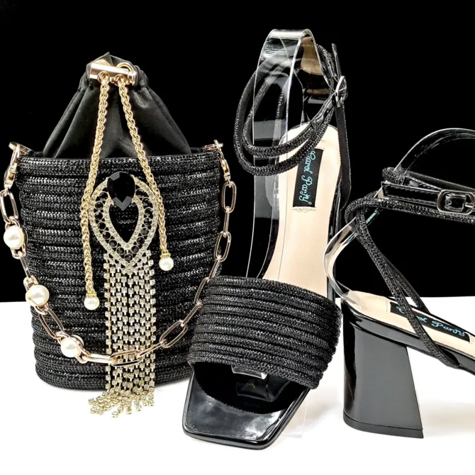 Women Shoes Bags Two Piece Sets Tassel Decorative Ankle Strap Simple Elegant Cocktail Or Daily