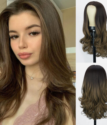 Wig European And American Women's Front Lace Wig With Small Lace Long Curly Hair Chemical Fiber High Temperature Silk Headgear Foreign Trade Wigs
