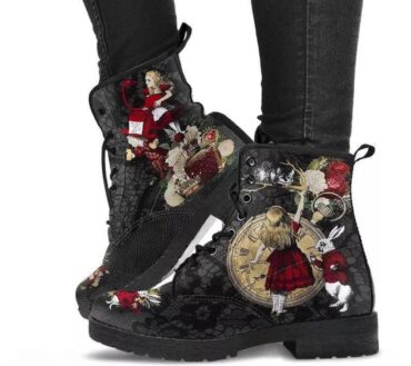 European and American plus leather Martin boots women's Gothic printed British boots Wish workwear combat boots