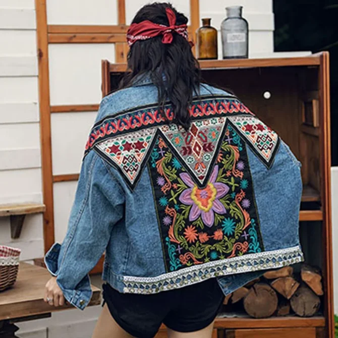 Embroidery Denim Vintage Jackets - Image 3