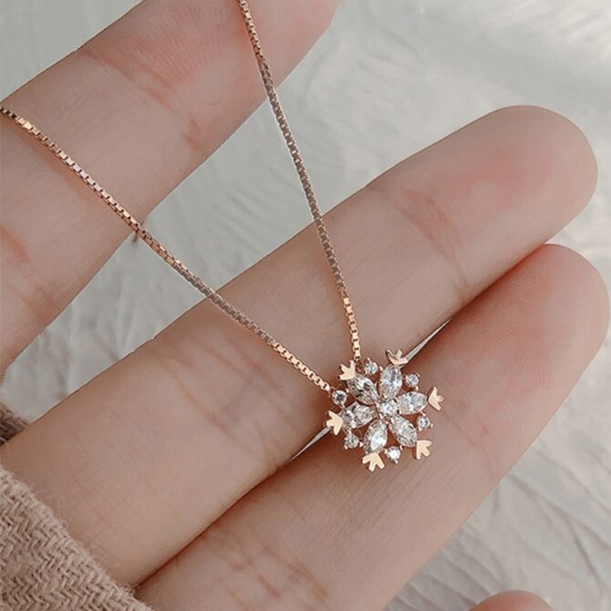 Zircon Snowflake Pendant Necklace - Image 3