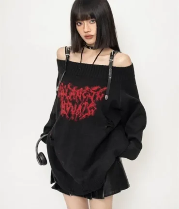 Gothic Hollow Knitted Jacquard Sweater