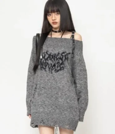 Gothic Hollow Knitted Jacquard Sweater
