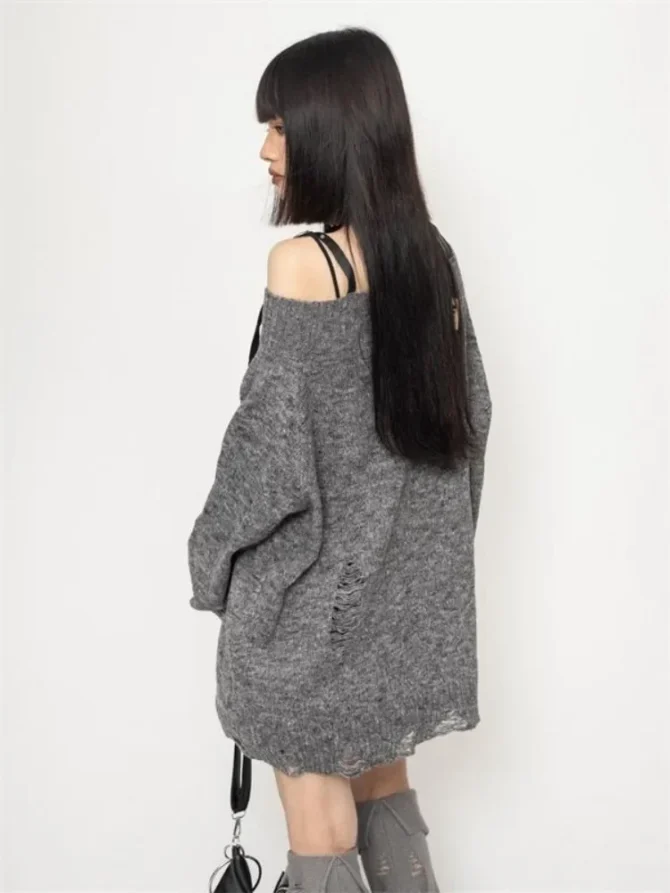 Gothic Hollow Knitted Jacquard Sweater - Image 5
