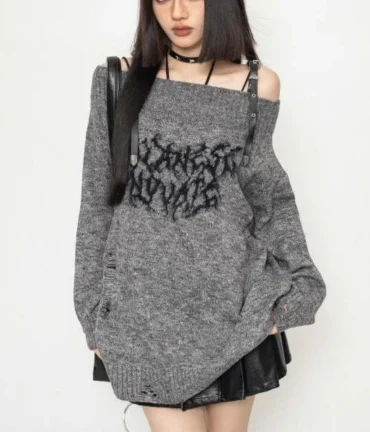 Gothic Hollow Knitted Jacquard Sweater