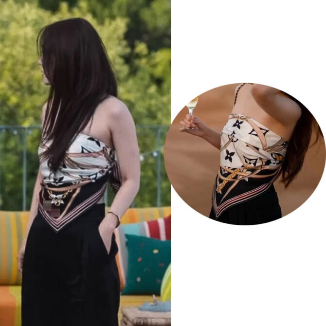 Dark Glory 2 Lee Sarah Same Style Silk Scarf Tube Top High-end Small Suspender Square Scarf Tube Top Belly Band Jinhera