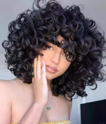 European And American Wigs Black Short Curly Hair Wig Headgear Cross-border Wig