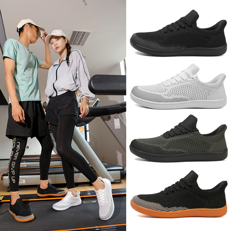 New Wide Last Casual Shoes Sports Fitness Couple Slip-on Lightweight Flying Weaving Shoes Women Outdoor Cycling Hiking Shoes