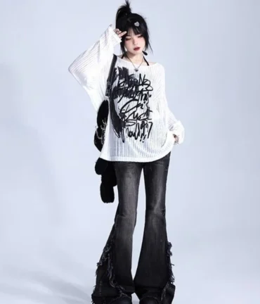 Goth Long Sleeve Tees Streetwear