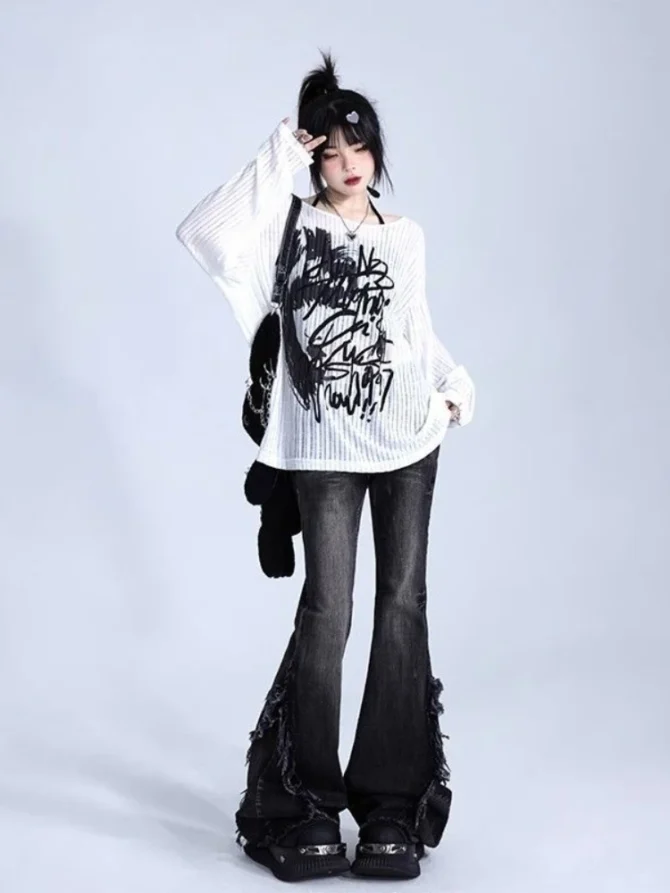 Goth Long Sleeve Tees Streetwear - Image 2
