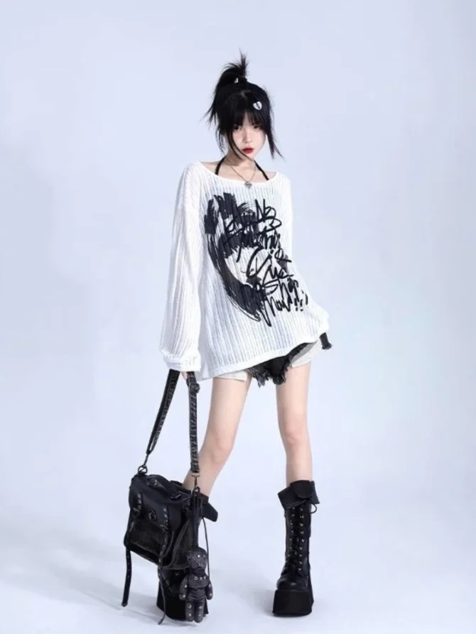 Goth Long Sleeve Tees Streetwear - Image 3