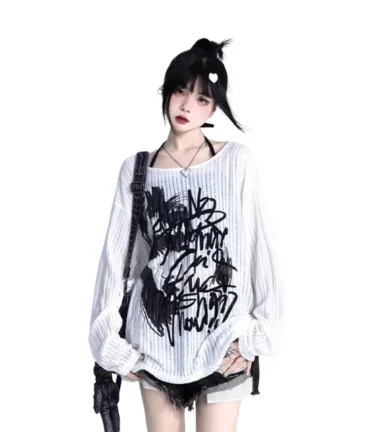 Goth Long Sleeve Tees Streetwear