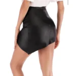 New Style Temperament Mini Skirt Splicing Pu Patent Leather Skirt