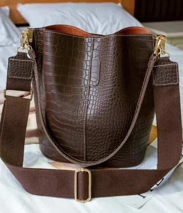 Vintage Leather Stone Pattern Crossbody Bags for Women New Shoulder Bag Fashion Handbags and Purses Bucket Bags