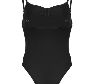 Sweetown Sleeveless Skinny Shirring Skinny Sexy Spaghetti Strap Bodysuit For Women Black Solid Simple Basic