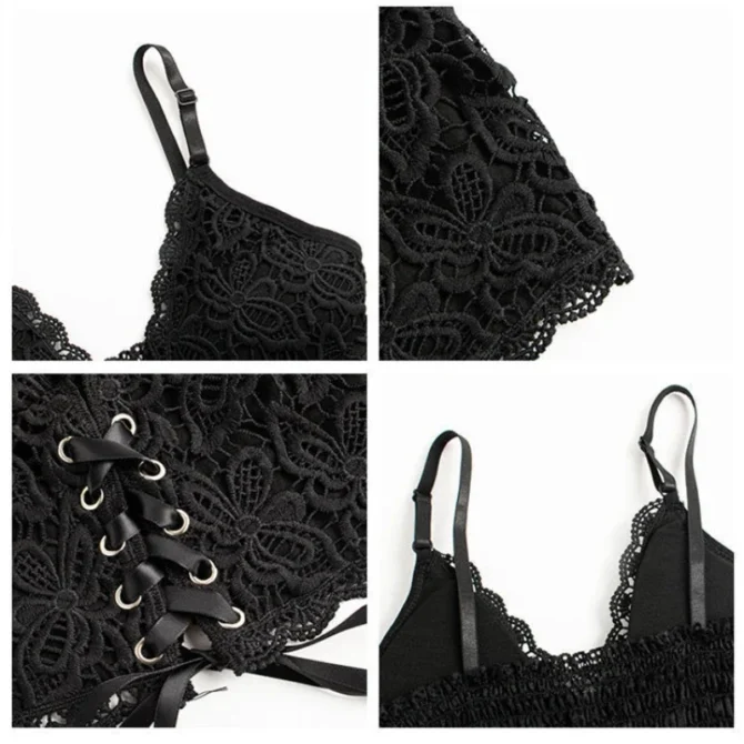 Lace Strap Crop Tops Bustier - Image 3