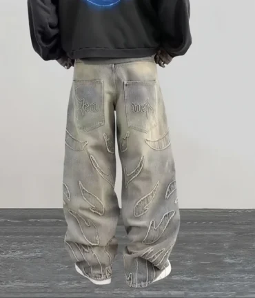Embroidery Baggy Jeans Pants