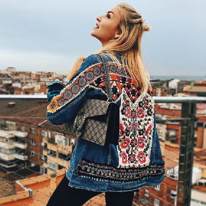 Embroidery Denim boho jacket - Image 2