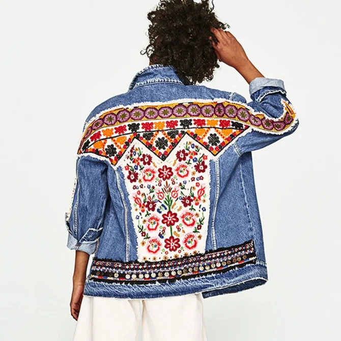 Embroidery Denim boho jacket - Image 4