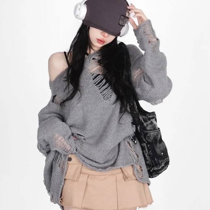 Off Shoulder Sweater Pullover Jumpers - Image 2