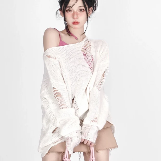 Off Shoulder Sweater Pullover Jumpers - Image 5