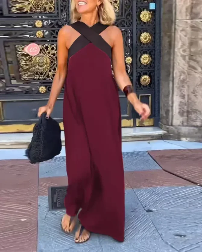 Vintage Hollow Maxi Dress Elegant Halter - Image 9