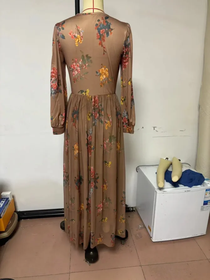 Women Ethnic Vintage Long Sleeve Dress - Image 3