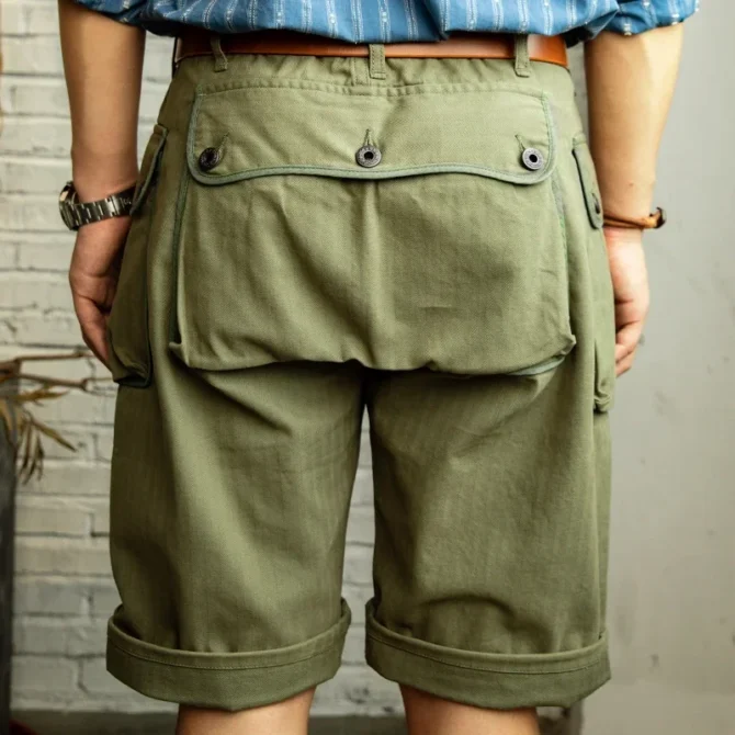 P44-0003 WW2 US Military Style 7.5oz USMT HBT Bermuda Mens Super Top Quality Cotton Vintage Casual Durable Stylish Cargo Shorts