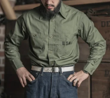 Rugged Bronson USN N-3 Utility Shirt Vintage Mens Long Sleeve Workshirt Olive Drab