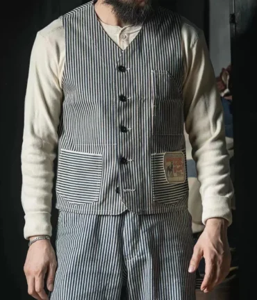 Rugged Bronson Lot 423 Express Stripe Chore Vest Vintage Railroad Worker