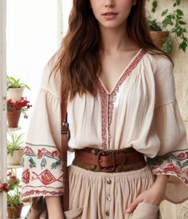 Long Sleeves Blouse Floral Print Sexy V Neck Ethnic Styles Women Tops Spring Bohemian Clothes Chic Blouses