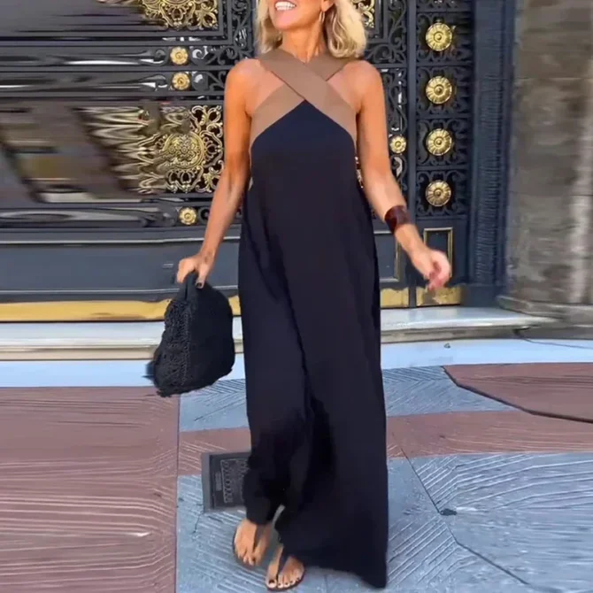 Vintage Hollow Maxi Dress Elegant Halter - Image 4