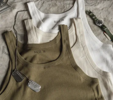 Old Fashion Thin Strap Tank Top Ribbed Cotton Sleeveless Undershirt Men