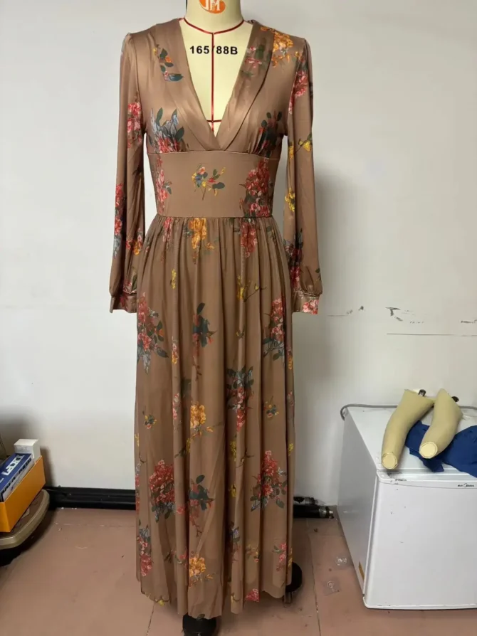 Women Ethnic Vintage Long Sleeve Dress - Image 2