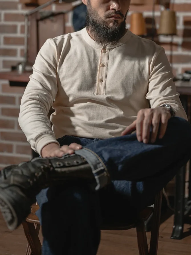 Henley Shirt Vintage Long Sleeve T-Shirt - Image 5
