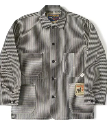 Hickory Stripe Railroad Jacket Vintage Denim Chore