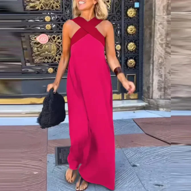 Vintage Hollow Maxi Dress Elegant Halter - Image 10