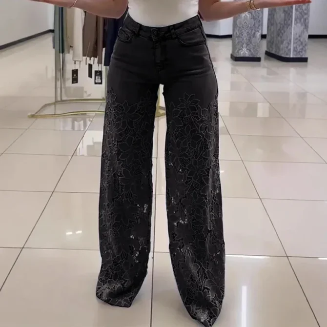 Ladies Jeans Retro Pant Casual Crochet - Image 6