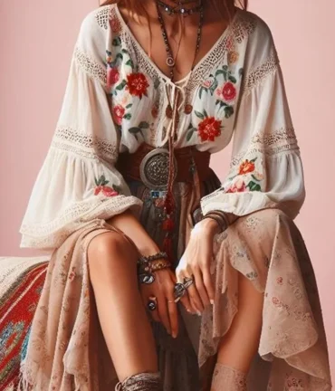 Women Floral Printed Blouse Shirt Lantern Sleeve Bandage V-Neck Soft Casual Ethnic Indie Folk Retro Long Sleeve Tops