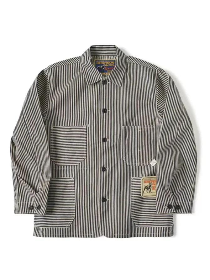Hickory Stripe Railroad Jacket Vintage Denim Chore - Image 4