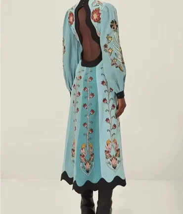 Backless Long Deep V Hollow Dress