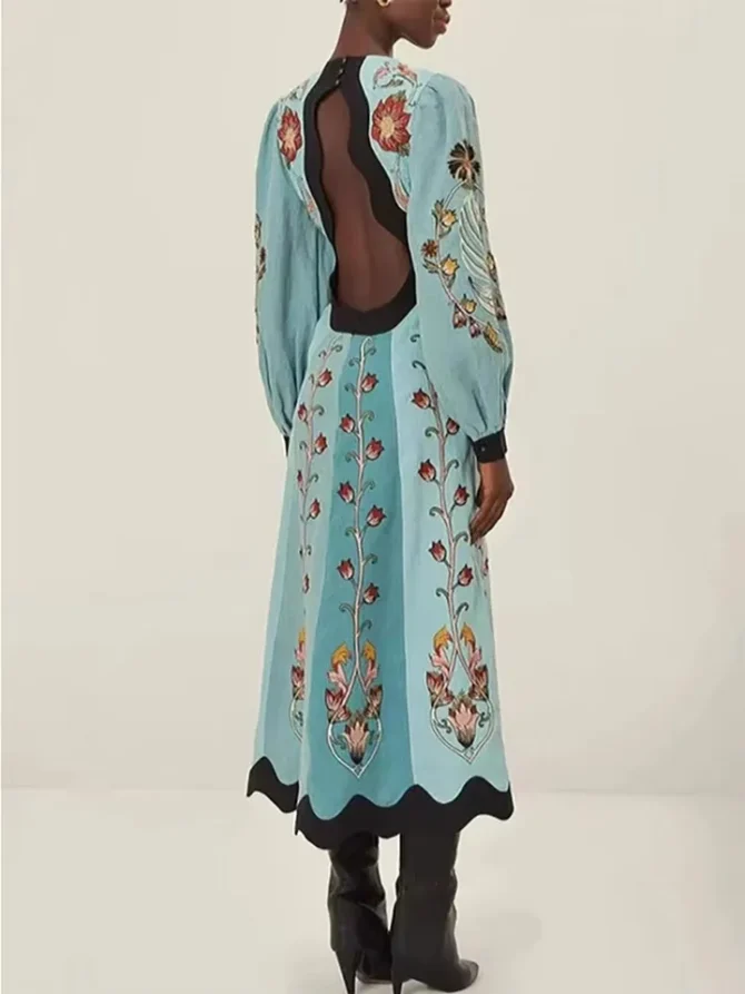 Backless Long Deep V Hollow Dress - Image 2