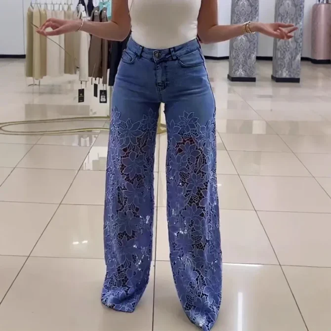 Ladies Jeans Retro Pant Casual Crochet - Image 5