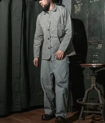 Hickory Stripe Railroad Jacket Vintage Denim Chore