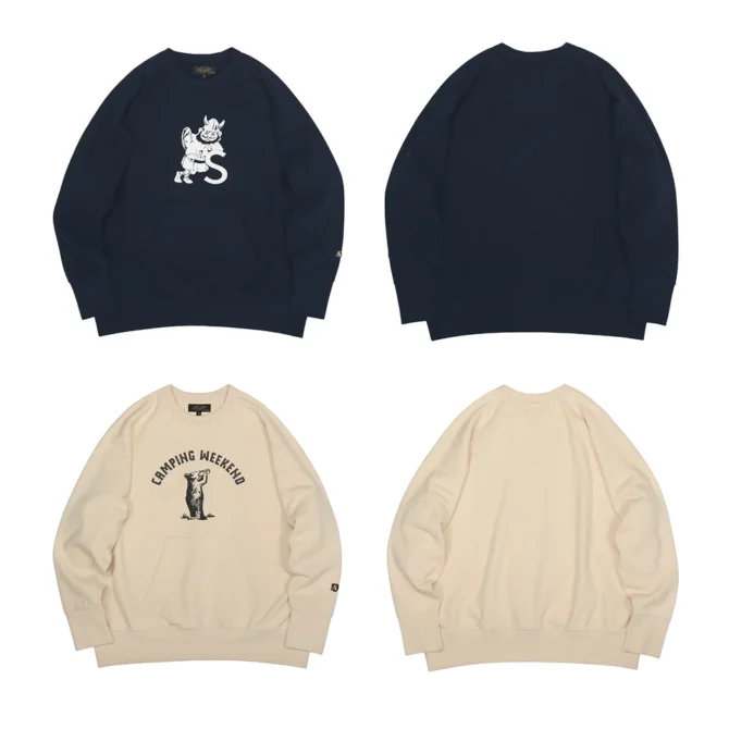 Second Order Ivy Style Print Sweatshirt Men ARaglan Crewneck Pullover Oversize Fit